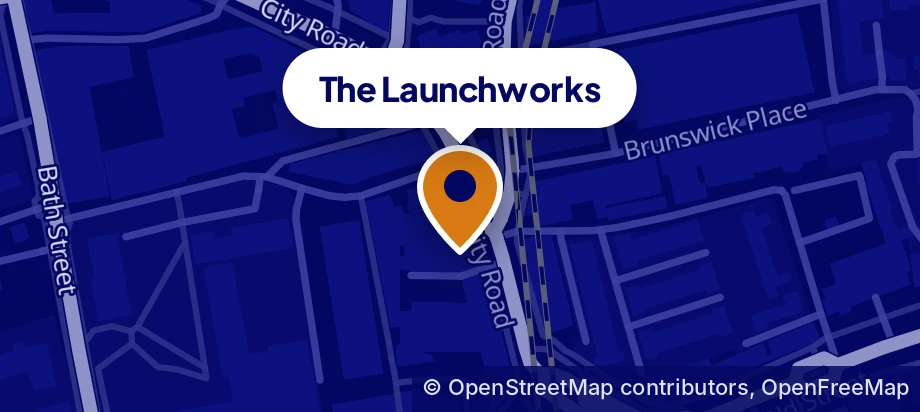 Map of The Launchworks at 124 City Road, London EC1V 2NX. Opens in Google Maps.